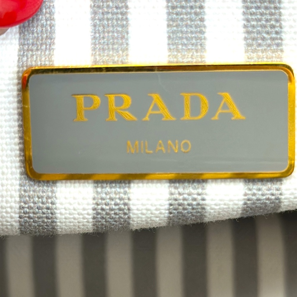 Prada Canapa RARE Slate Gray/Blue Small Tote Original Strap w/ COA - Picture 13 of 15